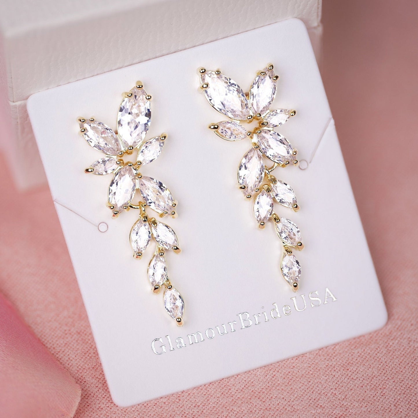 Crystal Earrings Drop Bridal Earrings Silver CZ Jewelry Crystal Tea drop Earrings Rose Gold Bridal Jewelry Silver bridal earrings