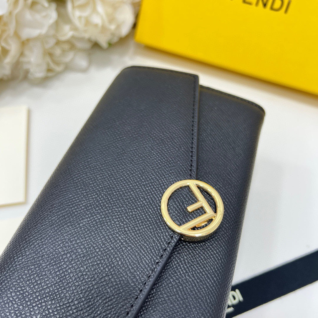 Fendi Chain Wallet Bag Black Trend 19x10.5x3.5cm