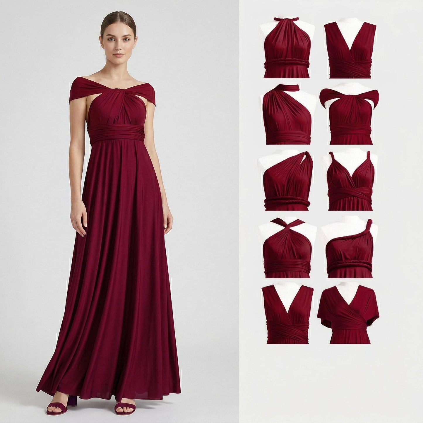 University Graduation Evening Gown, Mauve Purple Convertible Dress, Multiway Party Gown, Formal Event Dress, Infinity Dress for Grad Ball