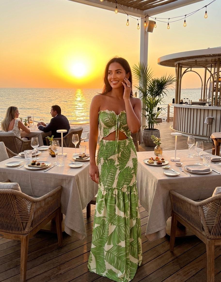 Sexy Cutout Floral Dress, Smocked High Waist Mermaid Maxi Skirt Set, Strapless Tropical Print Bodycon Dress,Summer Vacation Ruffle Sun Dress