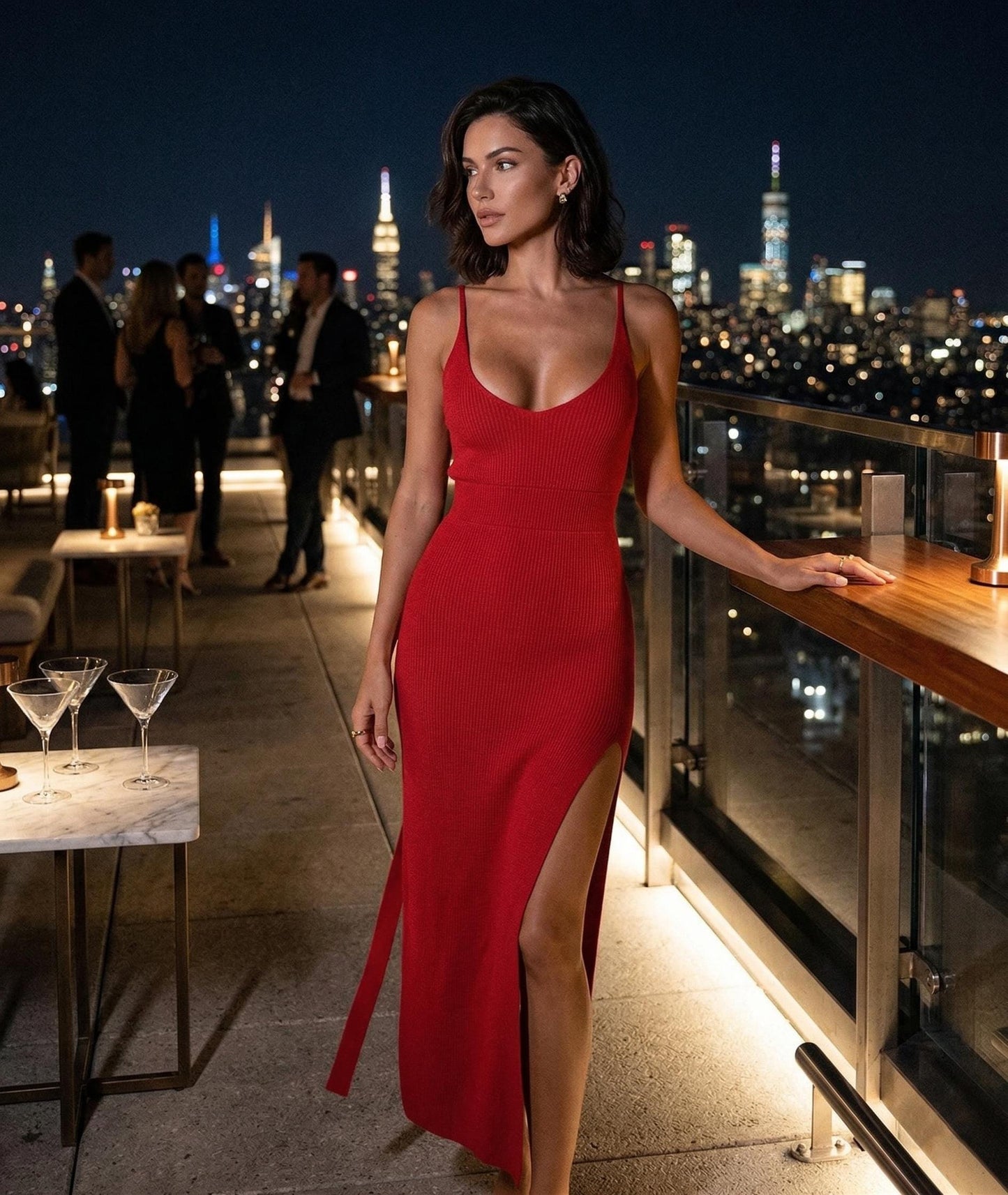 Sexy Backless Prom Dress for College Formal | Elegant V Neck Ribbed Knit Maxi Dress | Classy Graduation Party Gown | High Slit Evening Dress