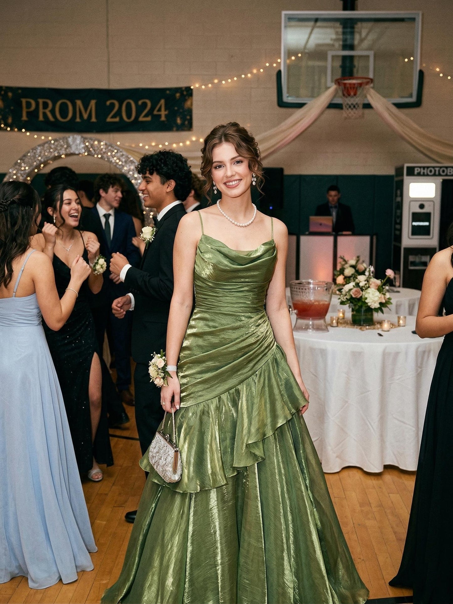 Shimmering Mermaid Formal Gown, Elegant V-Neck Maxi Dress for Gala, Metallic Ruched Evening Dress, Sexy Slit Prom Gown, Luxury Party Attire